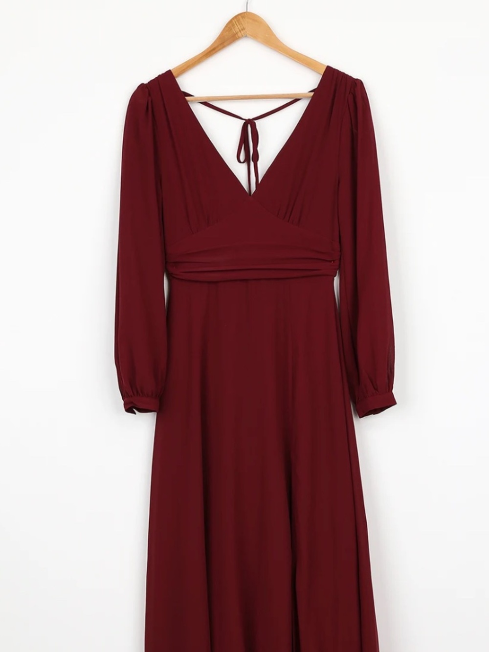 Lulus Love You So Burgundy Long Sleeve Maxi Dress